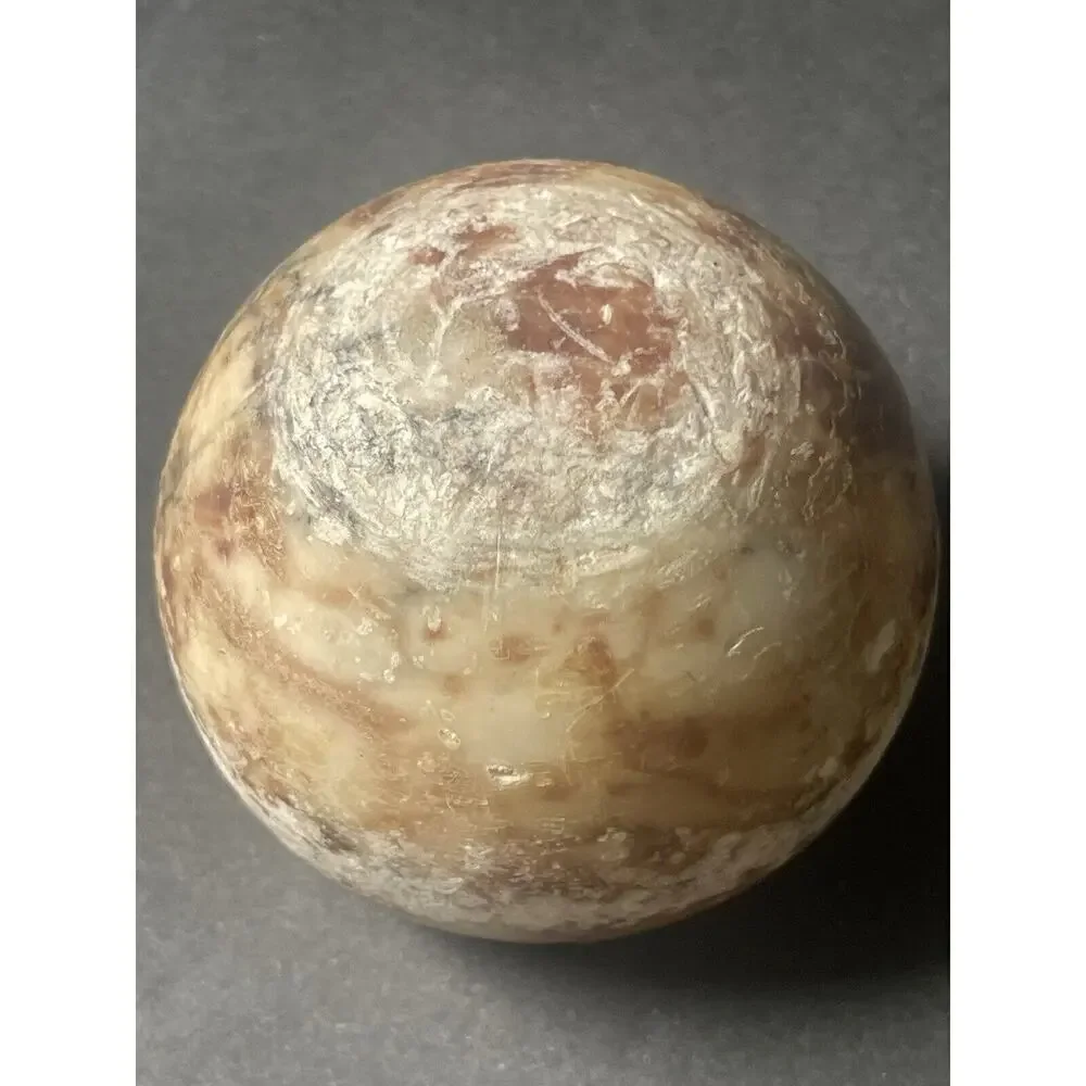 Jasper Quartz Paperweight Round Brown Tan Rustic Minimalist MCM Carved